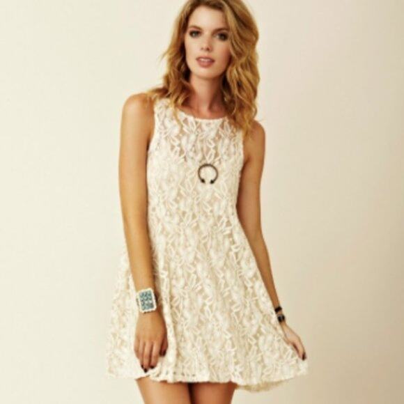 Free People Lace Detail Open Back Skater Dress - Picture 1 of 8